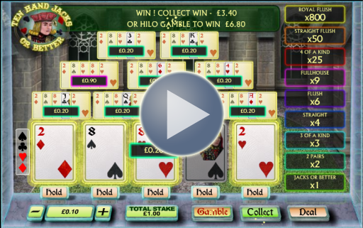 Play 10 Hands Jacks Or Better at Sky Bingo